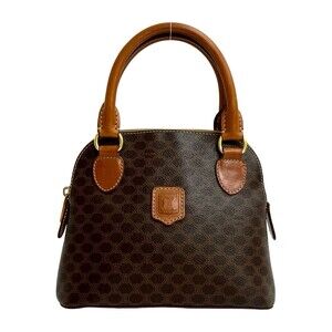 CELINE Macadam Blason Triomphe Logo Leather Mini Handbag Brown 18901